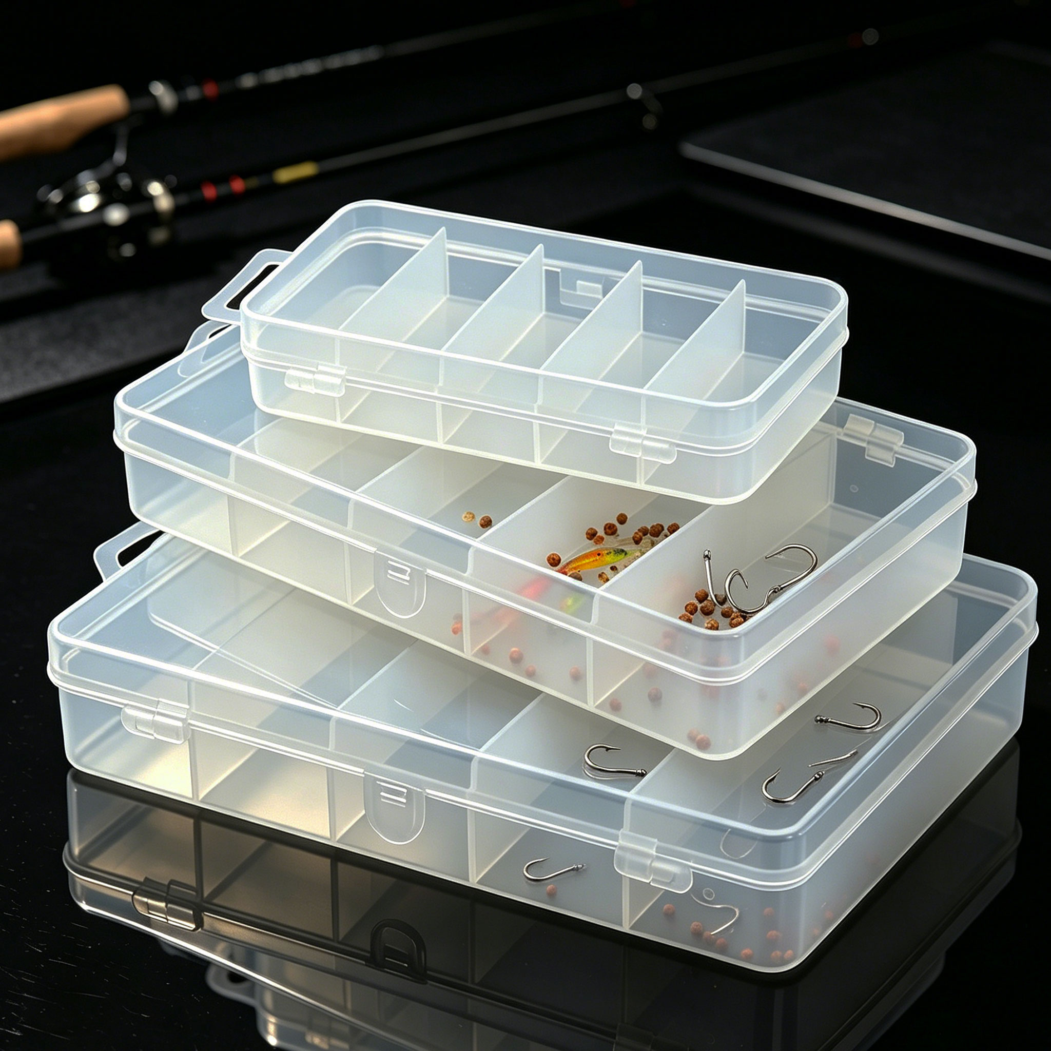 1/3 قطع من صناديق الطعم البلاس - مراجعة Fishing Equipment Storage وسعره